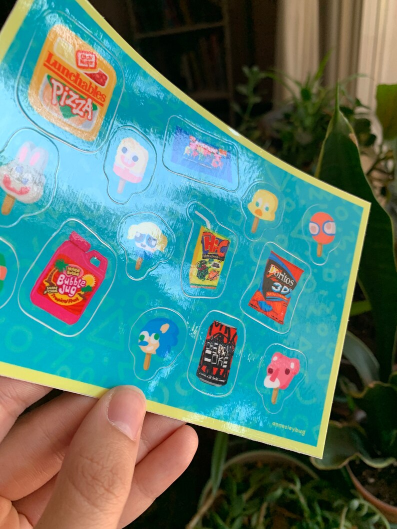 Nostalgic 90s Character Popsicles Snacks Sticker Sheet Ice Etsy
