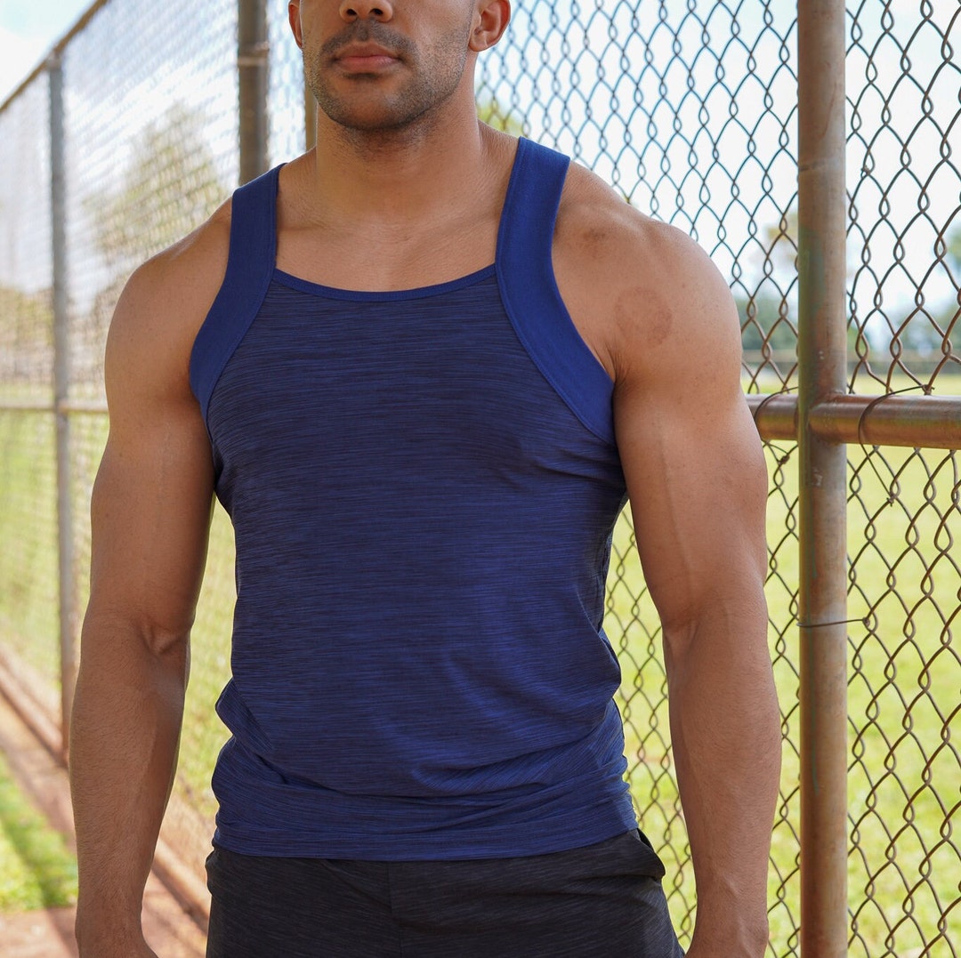 Men's Sport Tank Top Active Dry Fit Square Cut Etsy
