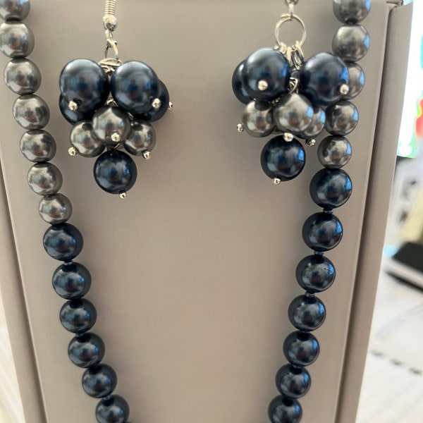 Collier Perles Femme et Boucles d'oreilles, collier Perles, Parure, Perles Renaissance, perles 10 - 6mm Long 50 cm