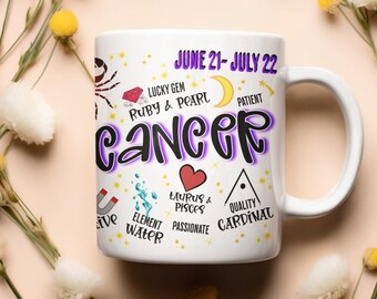 Cancer Zodiac Mug: Astrology Coffee Mug, Horoscope Gift