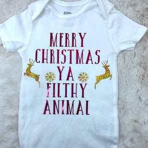 Merry Christmas Ya Filthy Animal Holographic Onesie