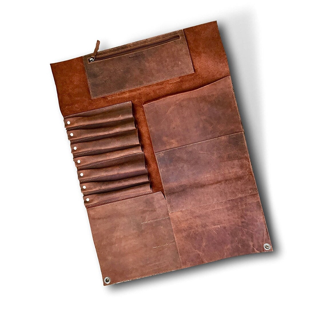 Large Handmade Leather Knife Roll with Pockets Etsy