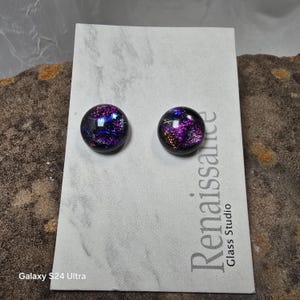 Dichroic Glass Stud Earrings - Purple (7)
