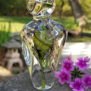 A beautiful gift, &quot;The Couple&quot; Lime Art Glass Sculpture, by Schmidt Rhea Glass Studio