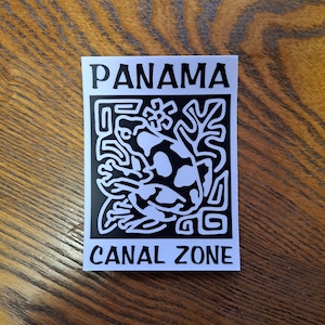 Frog. Panama, Canal Zone, Frog Mola design, Vinyl Sticker, for cars, computers, or where ever you want.