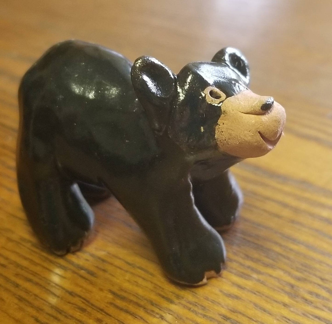 Little Guys Ceramic Black Bear Figurine Etsy