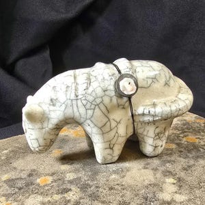 White Raku, &quot;Sweet Grass Horse&quot; by ceranic artist, Ruth Apter