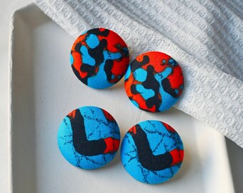 African Print Large Women Stud Earring Set, Afrocentric Women's Jewelry, Unique Gift Idea,  Handmade Ethnic Afrocentric Accessories