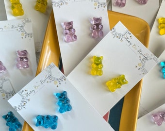 Blue Yellow Purple Gummy Bear Earring Set Bday Gifts for Her Aesthetic Jewelry Y2K