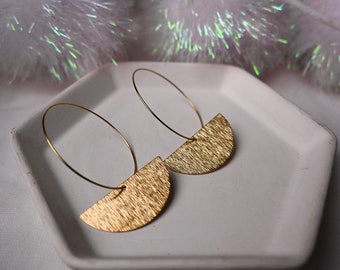 Half Circle Tribal Hoop Statement Earrings, Lightweight, Best Gifts for Her, Gold Geometric Earrings, Minimalist Earring Gifts