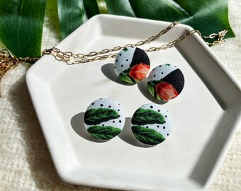 Plant Leaf Stud Earrings: Hypoallergenic Boho Botanical Jewelry
