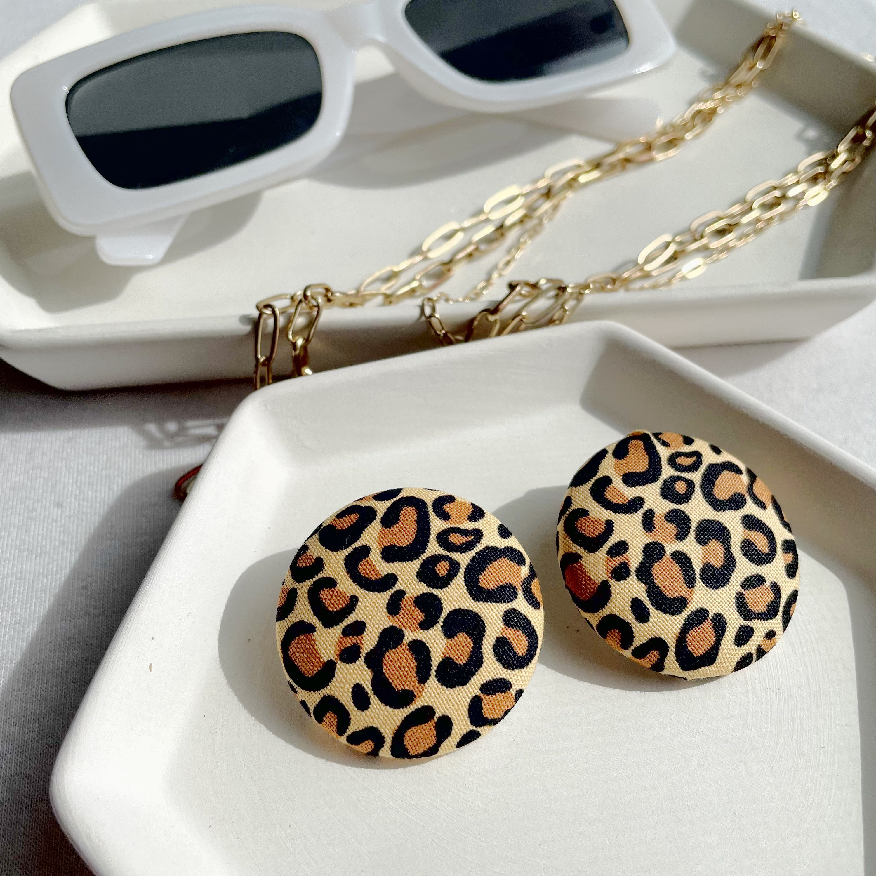 Cheetah print deals stud earrings