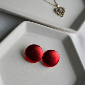 Metallic Red Stud Earrings, Gifts for Her, Women's Jewelry, Bday Gift for Her, Trendy Stud earrings, Cool Earrings, Aesthetic Earrings