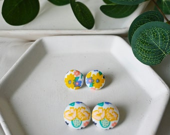 Flower Fabric Stud Earrings for Women, Southwestern Jewelry, Lightweight, Hypoallergenic, Gifts for Her, Mom, Sister, Friends, Bridesmaid