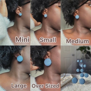 Delicate Light Blue Fabric Stud Earrings Elegant Bridesmaid Stud Earrings, Bday Gift for Her, Lightweight, Hypoallergenic image 4