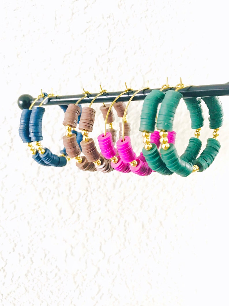 Lightweight Hoop Earrings Hoop Earrings Gold Hoop Earrings Beaded Hoop Earrings Small Hoop Earrings Green Earrings women\u2019s Jewelry