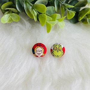 Christmas Grinch Grumpy Earrings, Grinch Holiday Stocking stuffer Jewelry, Gifts for Her, Hypoallergenic, Nickel Free Girl Gift