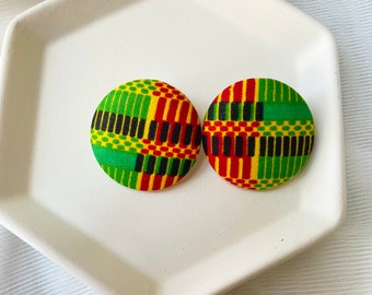 Africa Kente  Print Fabric Earrings for Women, Afrocentric Earring, Black Owned Shop, Black History Month, Bday gifts for her