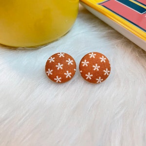 Orange Daisy Flower Stud Earring