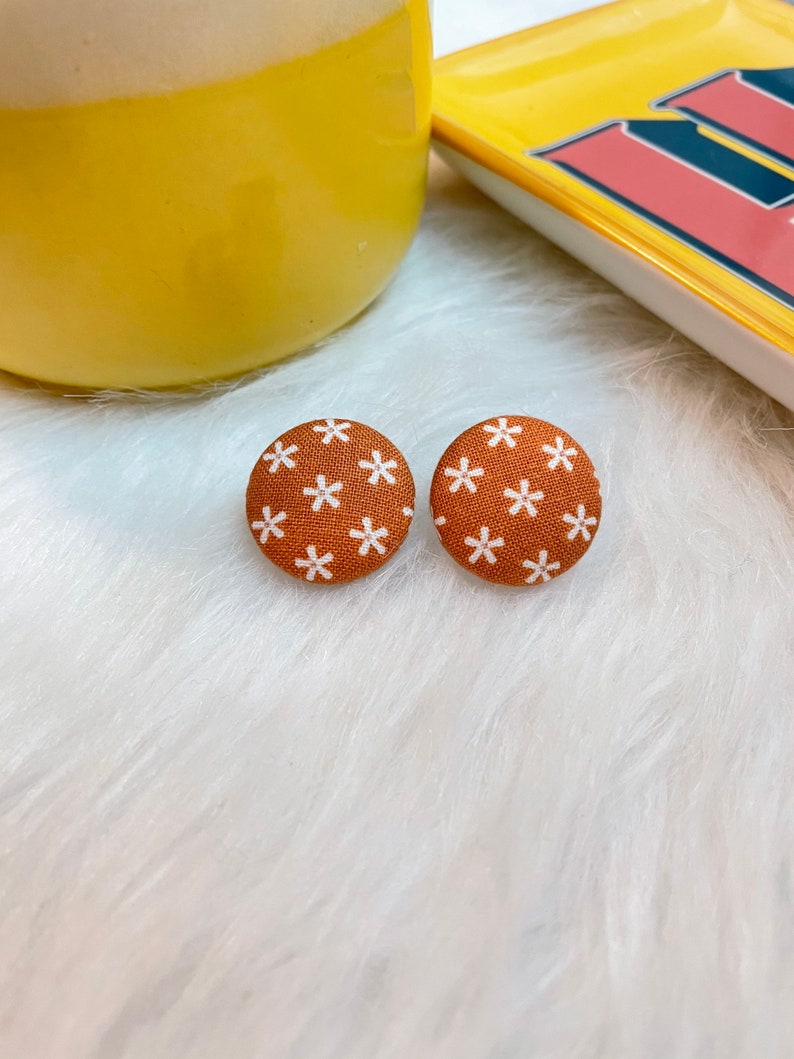 Orange Daisy Flower Stud Earring