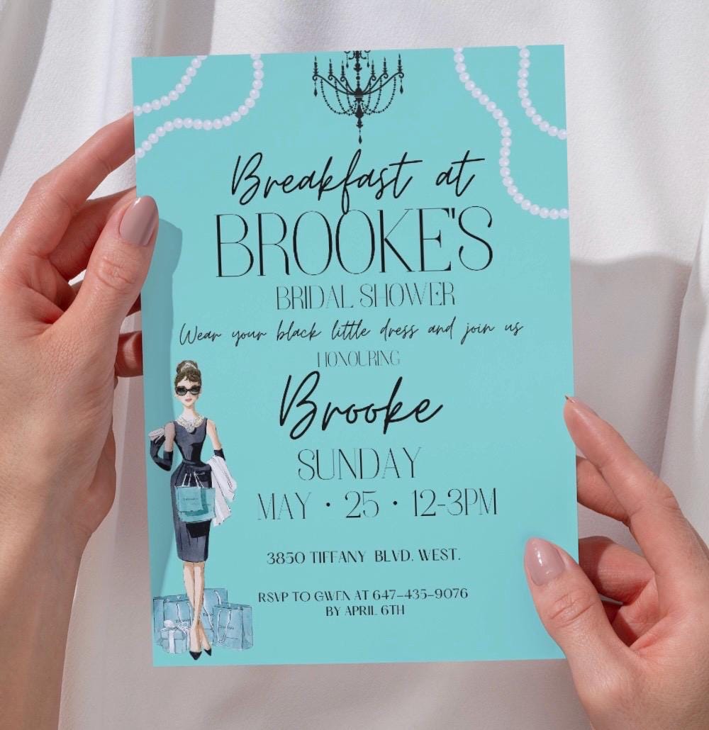 Breakfast at Tiffany's Bridal Shower Invite, Evite, Canva Template, Bridal Shower  Invite, Digital Invitation, Printable, Tiffany Blue Invite - Etsy, image size:1000x1030