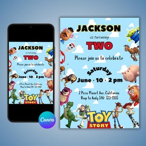 Toy Story Invitation, Toy Story Birthday Evite, Printable, Canva Template, Birthday Boy Invite, Disney Birthday Invitation, Editable, Canva