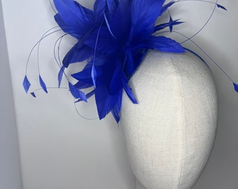 Royal Blue Feather Puff Wedding Guest, Wedding, Races, Asco, Race Days JadeMurphyMillinary