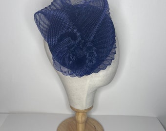 Navy Pill Box, Wedding, Wedding Guest, Races, Ascot, Veiled Fascinator Jademurphymillinery, Katherine's Hat, Handmade, Trending.