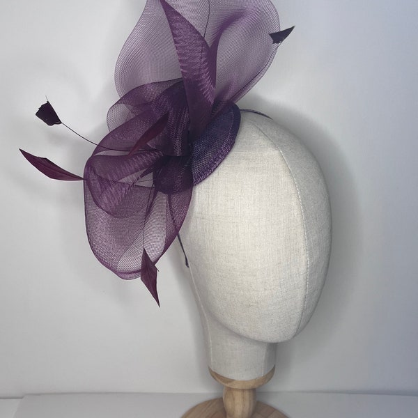 Crin Plum Fascinator, Maroon, Medium Fascinator, Wedding, Wedding Guest, Races, Ascot, Race-day, Jademurphymillinery, Handmade.