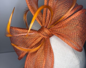 Burnt Orange Bow Fascinator, Wedding Guest, Wedding, Races, Ascot, Bow, Race Days JadeMurphyMillinary