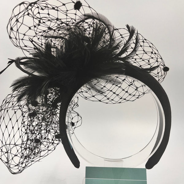 Black Veiled Handband, Headband, Wedding, Wedding Guest, Races, Ascot Headpiece,Race-day, Jademurphymillinery, Trending.