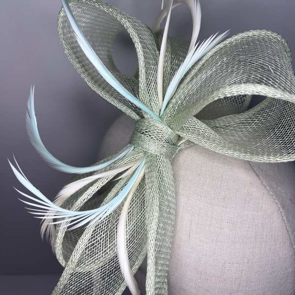 Mint Green Bow Fascinator, Wedding Wedding Guest, Races, Ascot, Bow Fascinator,Jademurphymillinery Handmade.