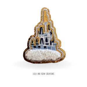 Chenille Embroidered Princess Castle Patch, Iron-On Applique