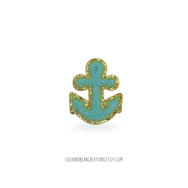 Chenille Anchor Patch - Nautical Applique, Trucker Hat Patch, Bags, Hats, Delta Gamma, DIY Patches, make your own clothing patch,