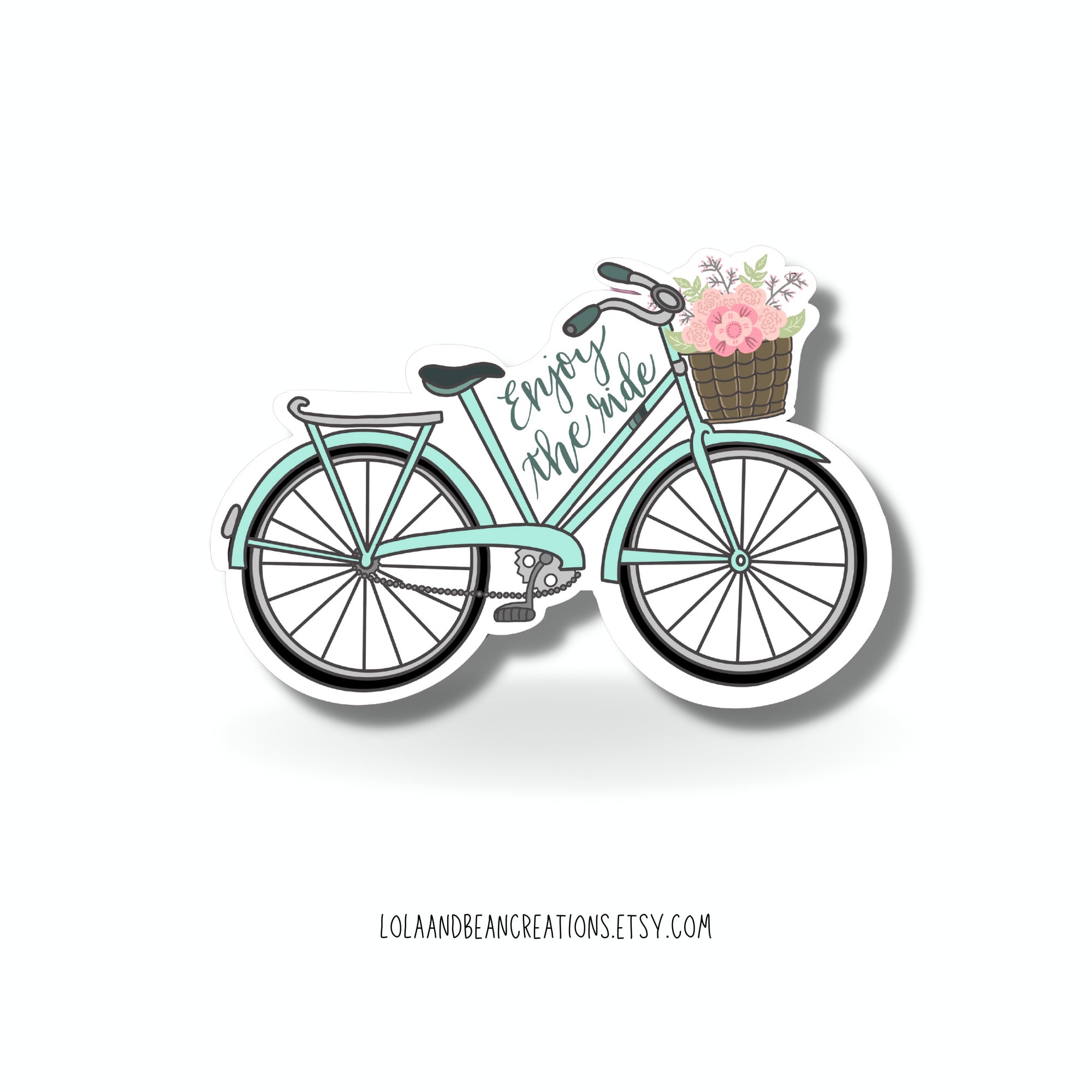 Bicycle Vinyl Sticker (WATERPROOF), Enjoy the Ride Sticker, Floral Bike ...