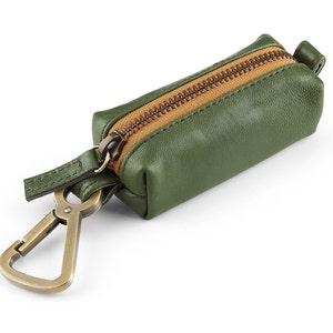 Cove Pocket Pooper- Handcrafted Olive Green Leather Poop Bag Dispenser Active