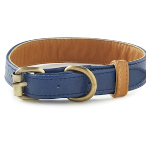Beaufort Blue Leather Dog Collar