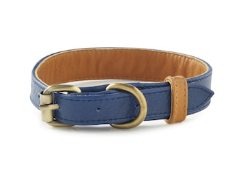 Beaufort Blue Leather Dog Collar