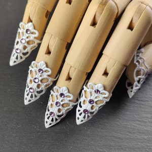 Claw set &quot;Mistress of Opulence&quot; ~ claws, finger tips, nail jewelry, finger claws, metal claws, white, purple, gift