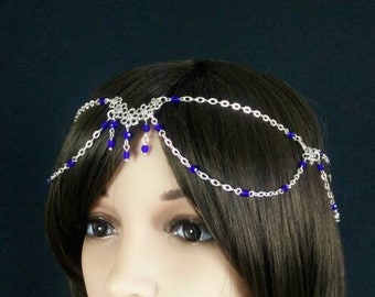 Ornament Medieval Forehead Jewelry Tidem Tiara Hairnet Wiccan Forehead Chain Headdress Eye of the Fire Dragon Fantasy Larp