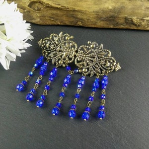 Pince à cheveux « Child of Storm Night » ~ pince à cheveux, bleu, bronze, médiéval, fantastique, gothique, steampunk, larp, filigrane, accessoires pour cheveux, GoT