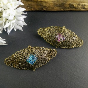 Hair clip &quot;Sea Treasure&quot; ~ hair clip, purple, blue, bronze, Middle Ages, Fantasy, Gothic, Steampunk, Larp, filigree, hair accessory, head