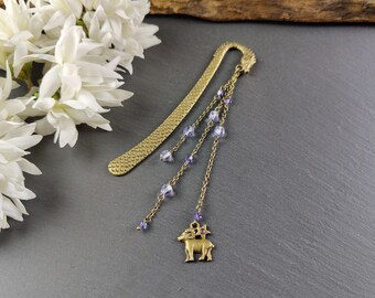 Bookmark "Aries of Opulence" - gift for bookworms, fantasy, book, decoration, reading, zodiac sign, aries, purple browsing