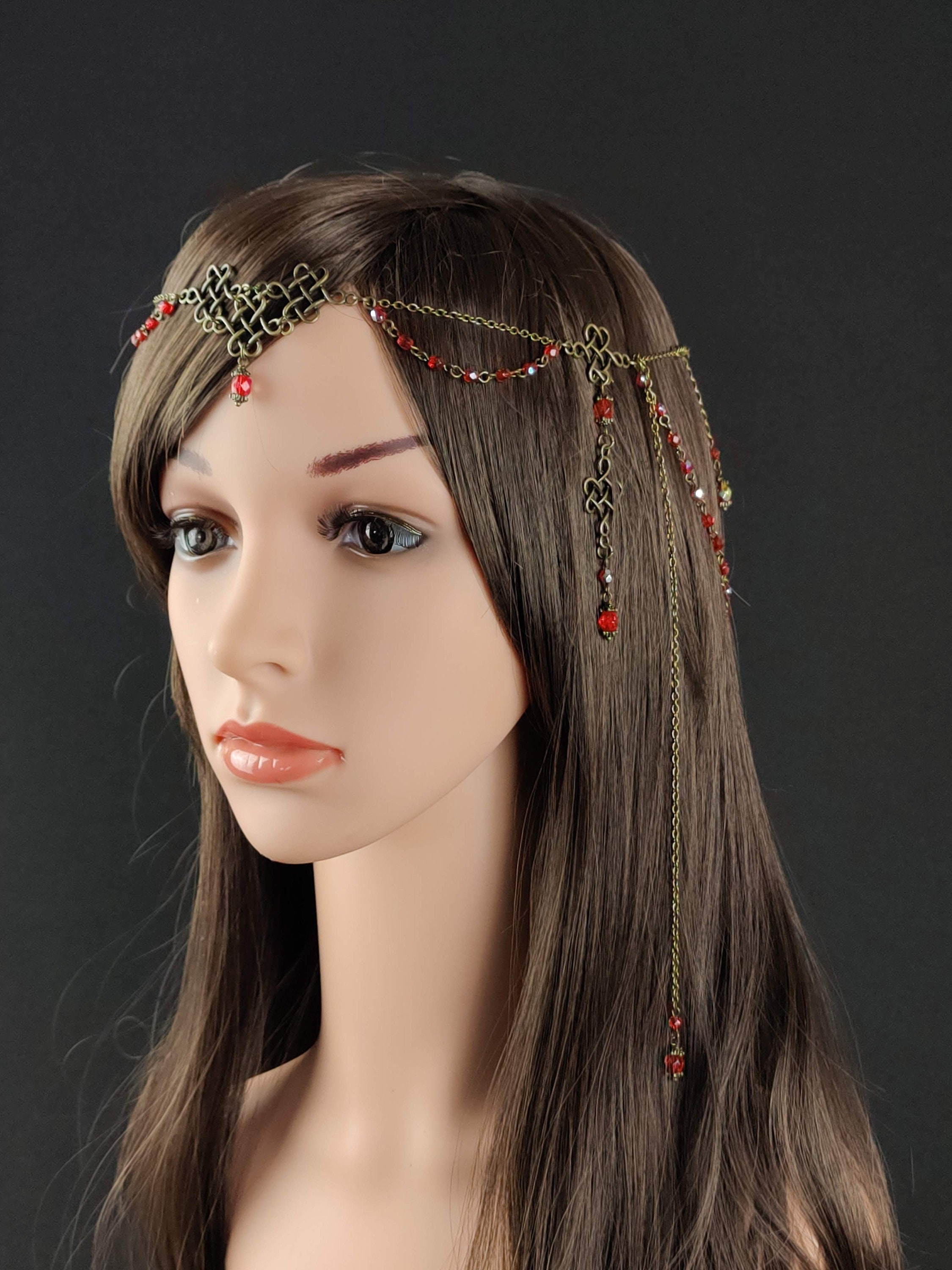 Headdress "Princess Martha" ~ tiara, forehead jewellery, forehead chain, tiara, ornament, forehead, medieval, fantasy, larp, Viking, Wicca, GoT