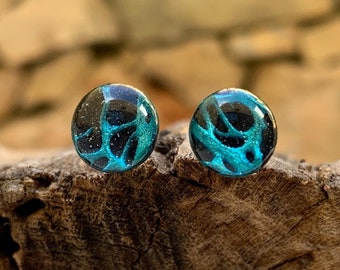 Wood and Resin Earrings - Wooden Jewelry - Resin earrings - Round Cactus Earrings  - Wood and Resin - Wood Epoxy