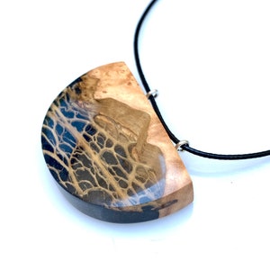 Houthars ketting - Hout en Obsidiaan zwarte hars sieraden - Cactus Skeleton Leaf Ketting Fiber - Cactus Lace Hanger - Bois résine Bijoux