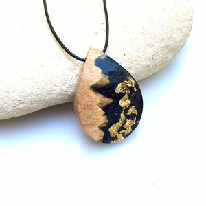 Black Gold Flake Wood Resin Ketting - Houthars Sieraden Hanger Cactus Ketting - Moederdag cadeau