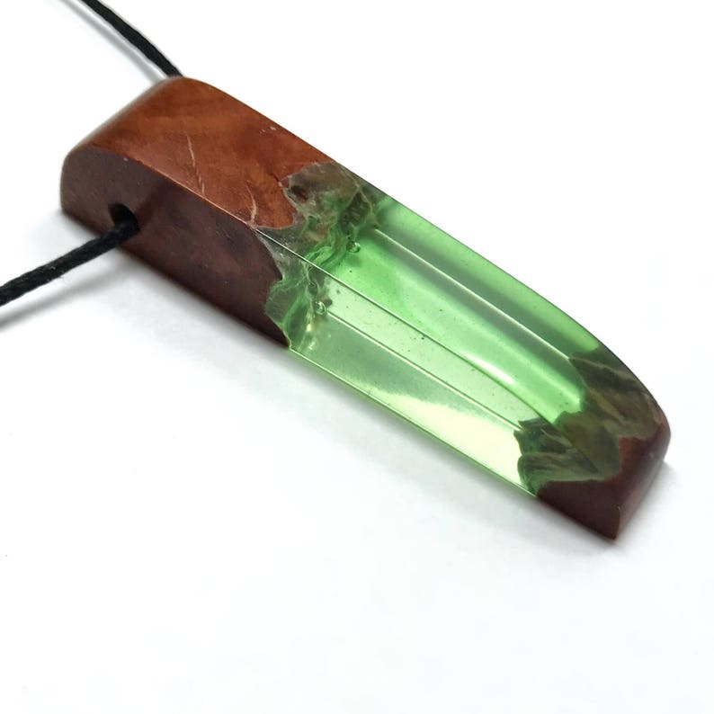 Harz Holz Anhänger Harz Schmuck Holz Harz Halskette Grüne Etsy
