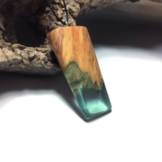 Wood Resin Necklace Resin Jewelry Jewellery Pendant Etsy