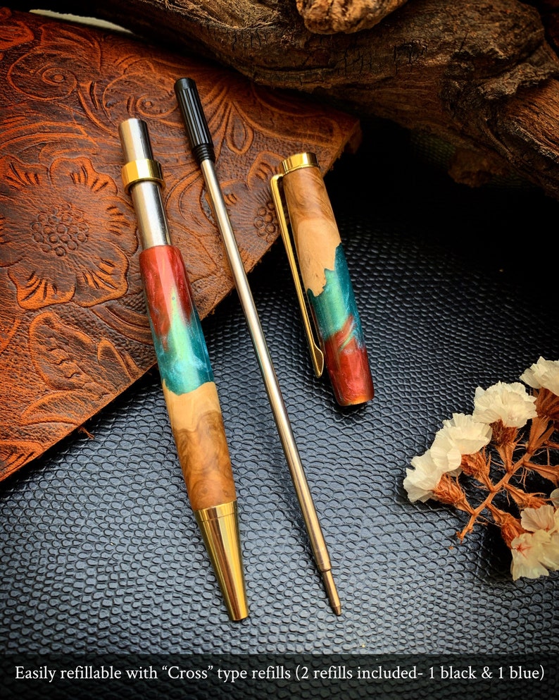 Gift for him pen gift sets Wood and Resin Pen Anniversary Wedding Graduation Gift Wooden Pen with Name Burl Wood Custom engraved